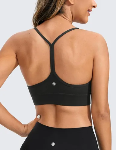 Vista 5 de CRZ YOGA Butterluxe - Brasier deportivo con espalda en Y para mujer, tirantes delgados, sin varillas, cuello redondo, atlético, acolchado, para yoga