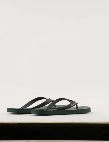 Vista 2 de AX ARMANI EXCHANGE Chanclas con logotipo para hombre, Verde oscuro