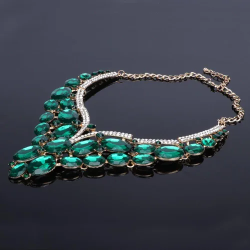 Vista 5 de Conjunto de joyería para mujer con diamantes de imitación de cristal, collar y pendientes, para vestido de novia