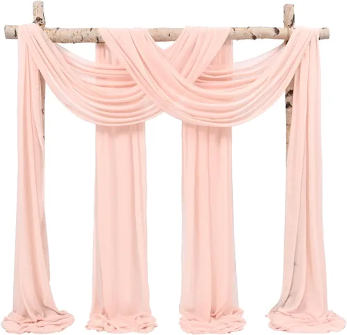 Vista 14 de Tela para Cubrir Arco de Boda, 4 Paneles 71 cm x 6,1 m Telas para Arco de Boda Azul Bebé para Ceremonia, Telas de Gasa para Decoración de Arco
