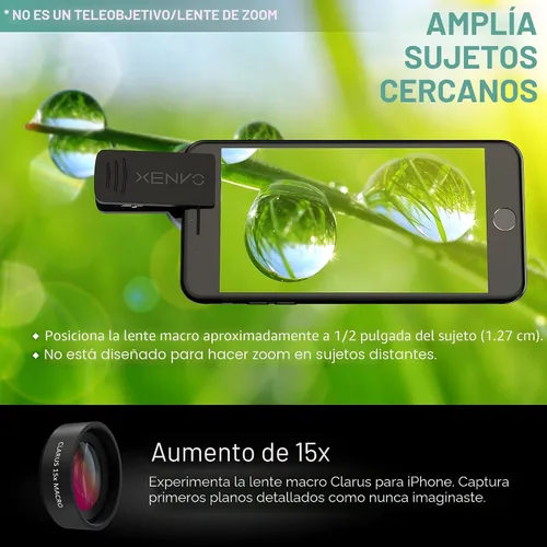 Vista 4 de Lente para cámara Xenvo iPhone: lente macro ángulo ancho, lentes para cámara de teléfono, para iPhone 7/6/5/4, Android/Samsung Mobile Smartphone