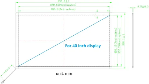 Vista 3 de 40 pulgadas 10 puntos infrarrojo interactivo IR pantalla táctil superposición marco libre controlador, diseño para TV táctil, monitor táctil, Negro