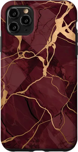 Vista 13 de iPhone 16 Burgundy and Yellow Metamorphic Pattern Case