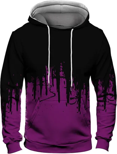 Vista 4 de Ymosrh Sudaderas con capucha de vellón para hombre, color degradado, sudadera de manga larga, con capucha, blusa con capucha