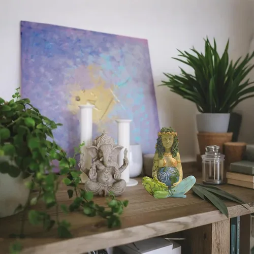 Vista 7 de Estatua de la Madre Tierra, 7 "Fertilidad Gaia Diosa Estatua, Naturaleza Embarazada Wiccan Altar Suministros, Moon Yoga Alter Table Witchcraft