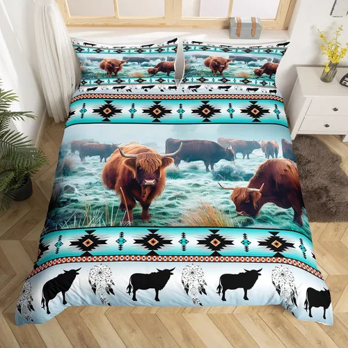 Vista 25 de Juego de funda de edredón con diseño de caballos, atrapasueños para niños, adolescentes, hombres, funda de edredón con estampado de caballos