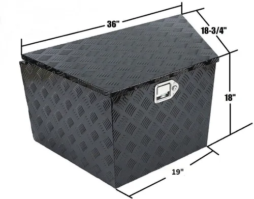 Vista 2 de suntonmoto Caja de herramientas de aluminio de 36 x 18 x 19 pulgadas, con cerradura y llaves, organizador de almacenamiento impermeable para camión