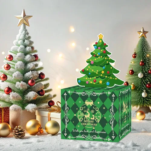 Vista 5 de Caja de Dinero de Navidad para Tirar Regalo en Efectivo, Soporte Sorpresa de Dinero en Efectivo para Niños y Adultos, Caja de Dinero Navideña