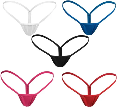 Vista 2 de Justgoo Tanga sexy para mujer, tanga con micro espalda, ropa interior de tiro bajo con espalda en T