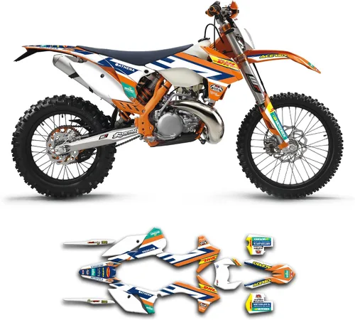 Vista 12 de Kit de calcomanías personalizadas para 125 200 250 300 350 450 500 EXC EXC-F XCW XC-W XCF-W 2014 2015, negro y azul, KTEXCW1416001-KR