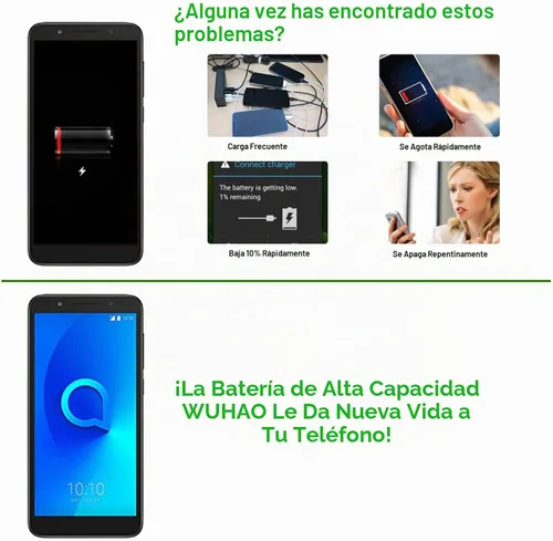 Vista 3 de WUHAO Batería de repuesto TLi019D7 de 2000 mAh para Alcatel 1 5033X 5033E 5033D 5033A