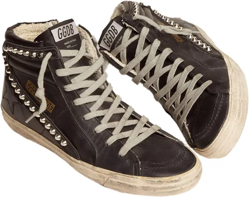 Vista 4 de Golden Goose Slide Classic Leather Upper Studs Womens Distressed Sneakers