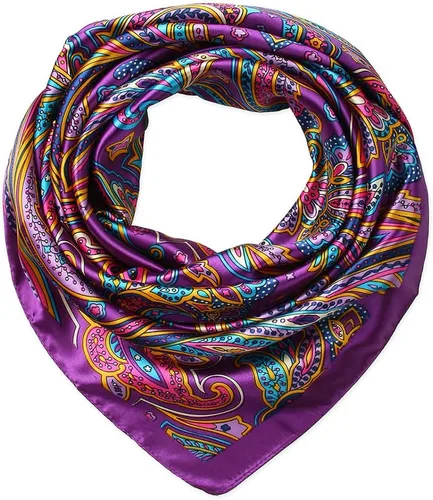 Vista 28 de corciova - Bufanda cuadrada grande para mujer, diadema sedosa para cabello rizado, lazo para dormir por la noche, bandana a la moda, 35 x 35