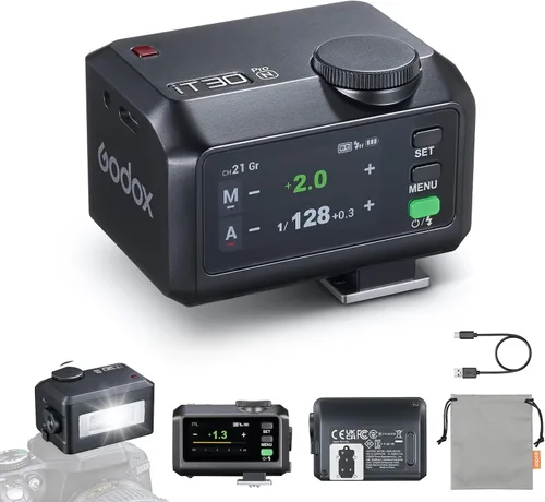 Vista 10 de Godox iT30Pro O iT30Pro-O Flash para Olympus, 2.4G Mini Olympus Flash HSS 1/8000s, pantalla táctil a todo color de 2.8", 560 destellos de potencia