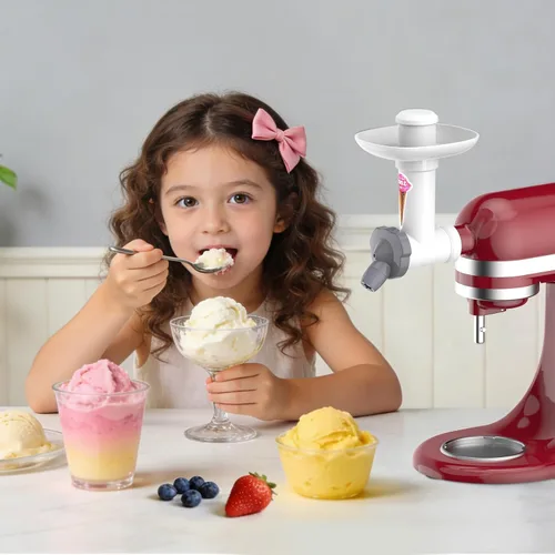 Vista 6 de Accesorio para máquina de helados para batidora de pie KitchenAid, máquina de postres suaves con frutas congeladas sin lácteos, máquina de yogur