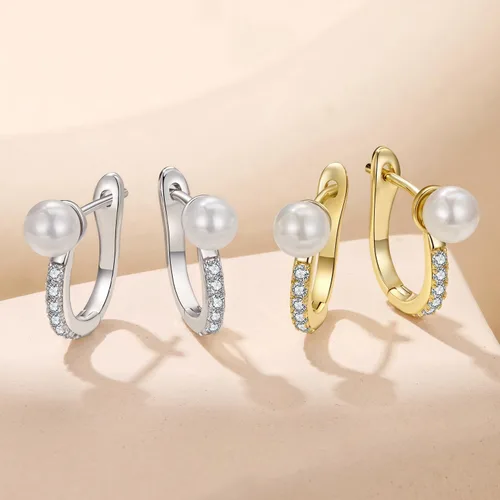 Vista 8 de Aretes de aro ligeros para mujer, diseño de perlas minilmalistas, infinito, estrella, cruz para orejas sensibles, aretes de aro delicados para mujer