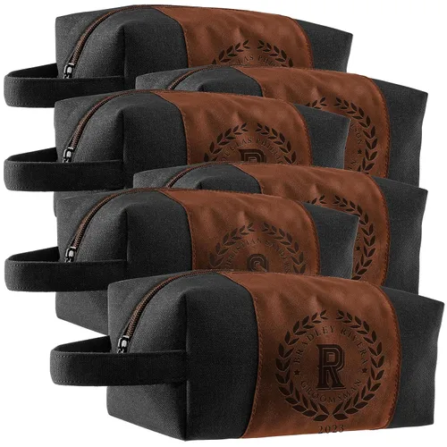 Vista 23 de Regalos personalizados para padrinos de boda, bolsas de aseo personalizadas para hombres, regalos de padrino de boda, Beige, Diseño #1, Juego de 3
