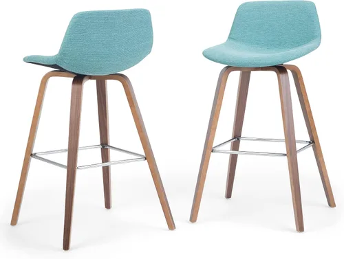 Vista 27 de SIMPLIHOME Randolph Taburetes de mostrador (juego de 2) taburetes de bar tapizados de madera curvada de 28 pulgadas de altura del asiento en tela
