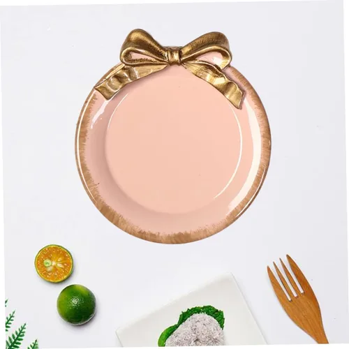 Vista 7 de jojofuny Plato redondo de lujo de 2 piezas con decoración de lazo para servir postres o frutas