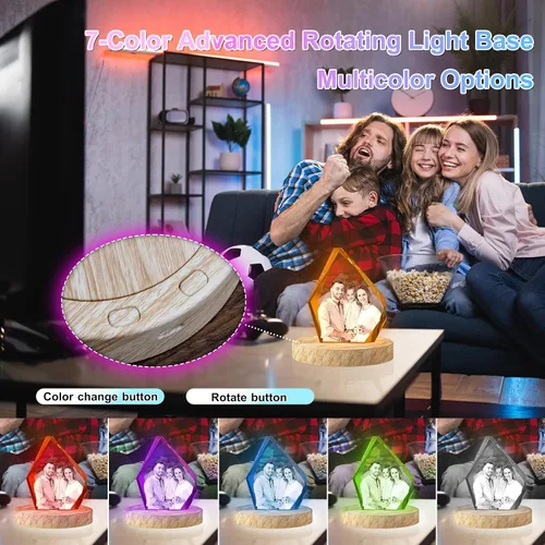Vista 6 de Foto de cristal 3D personalizada, regalos del día de la madre para mamá, regalos de fotos personalizados para ella, él, papá, mujeres, hombres