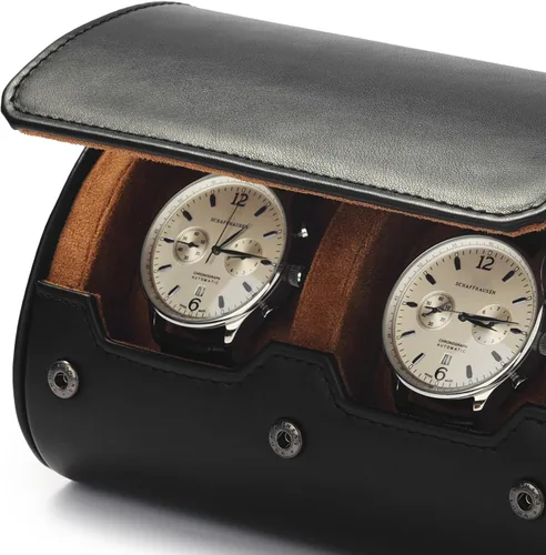 Vista 2 de Funda de viaje para reloj de 2 ranuras, rollo de piel sintética con almohadas extraíbles