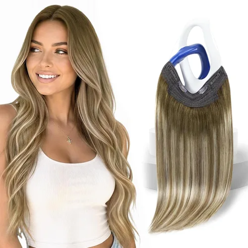 Vista 12 de Sunny - Extensiones de cabello humano real, con cable/hilo y clips ajustables, aplicación invisible, 2.82 onzas, 12 pulgadas, color rubio cenizo