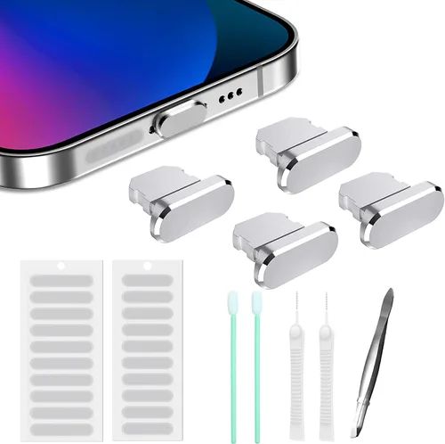 Vista 8 de Tapón antipolvo para iPhone, compatible con iPhone y AirPods, protector de enchufe del puerto Lightning, cubierta antipolvo del puerto de carga