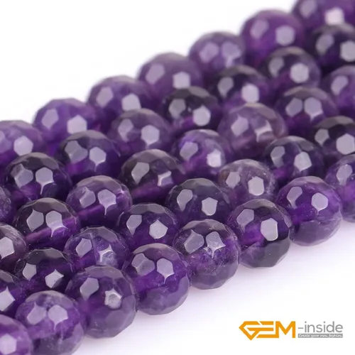 Vista 3 de GEM-Inside - Cuentas sueltas de amatista natural de 0.236 pulgadas (0.236 in), cristal facetado, piedra energética para hacer joyas, 15 pulgadas