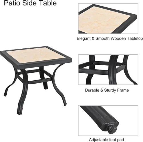 Vista 3 de LOKATSE Mecedora para patio, al aire libre, juego con mesa de café Caqui / negro