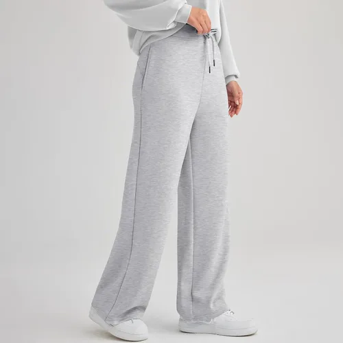 Vista 2 de Pantalones deportivos de pierna ancha para mujer, holgados, con cordón, cintura alta, pantalones de entrenamiento informales, cómodos, suaves