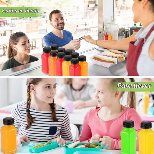Vista 5 de Mifoci - 24 botellas de plástico para jugo de 6.7 onzas con tapa para jugo Recipientes de bebidas a granel transparentes reutilizables para jugo