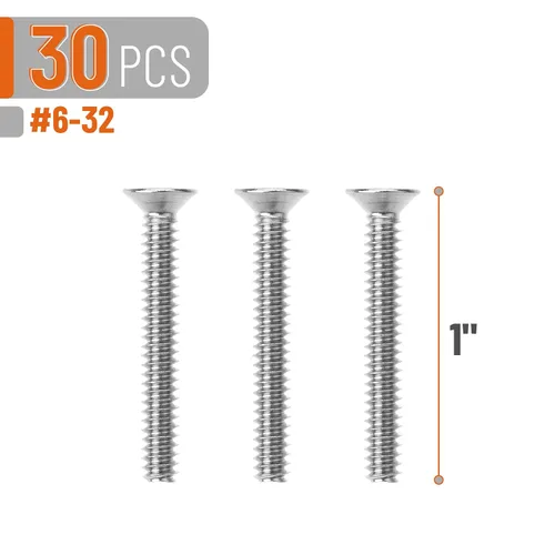 Vista 2 de Bates- Tornillos de placa de pared, 6-32 x 1, 30 piezas, tornillos largos, 6-32 tornillos