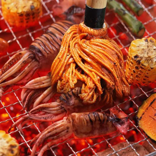 Vista 5 de YFWOOD Cepillos para fregona de barbacoa para salsa, 18 pulgadas para parrilla, mopa de madera de mango largo con 4 cabezales de repuesto