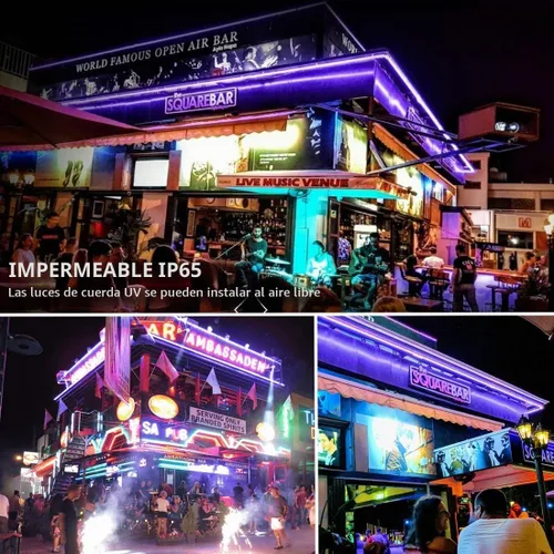 Vista 7 de BlackLights - Tira de luces LED de 110 V, kit de luces negras para exteriores, impermeable, 432 LED, 40 pies, flexible, color morado