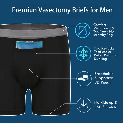 Vista 2 de SAVOVUX Vasectomy Jockstrap underware With 2 Flexible Ice Packs,JockStraps For Testicular Support and Pain Relief