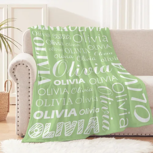 Vista 2 de Manta personalizada con nombre para niños y adultos, manta de franela personalizada con nombre