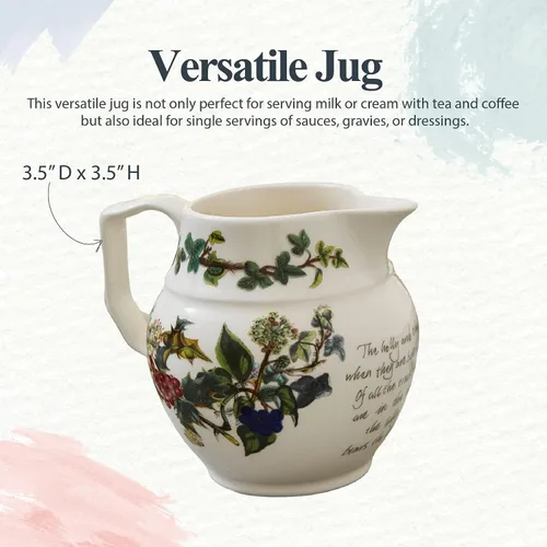 Vista 5 de Portmeirion The Holly and The Ivy Staffordshire - Jarra de 10 onzas, apta para lavavajillas y microondas, jarra decorativa de leche o crema navideña