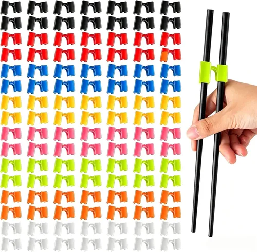 Vista 9 de AccEncyc Ayudantes de palillos reutilizables, 8 pares, bisagras de entrenamiento, conector multicolor para adultos, principiantes, entrenadores