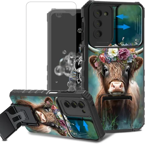 Vista 65 de Funda para teléfono Samsung Galaxy A15 5G con protector de pantalla con cubierta deslizante para cámara y soporte de doble capa híbrida resistente a
