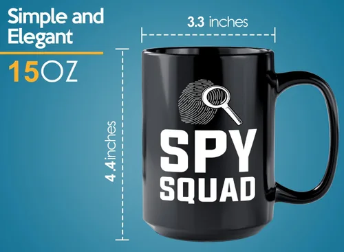 Vista 6 de Taza de café detective de 15 onzas, color negro, escuadrón espía, oficial de policía, patrulla policial, detective, policía, policía, policía