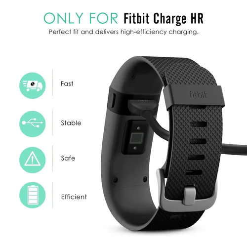 Vista 2 de MoKo Cable de carga compatible con Fitbit Charge HR, cargador USB de repuesto para Fitbit Charge HR Wireless Activity Smartwatch pulsera, color negro