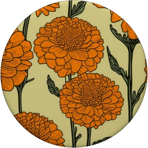 Vista 3 de Marigold Flower Line Art - PopSockets de PopSockets de color naranja floral moderno intercambiable