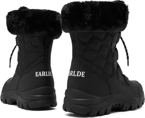 Vista 6 de EARLDE Womens Snow Boot With Waterproof Lace Up Mid-Calf Outdoor Winter Deep Tread Rubber Sole