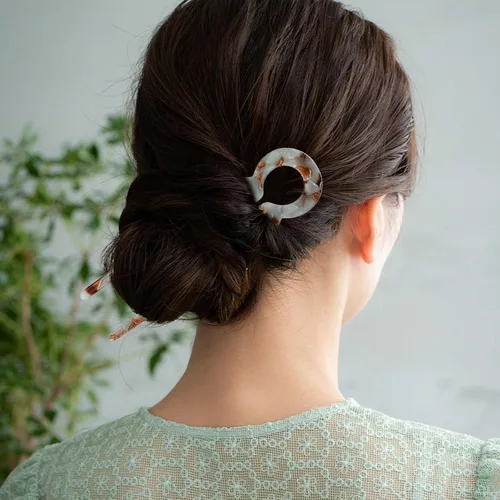 Vista 6 de 4 horquillas francesas en forma de U para mujer, pinzas de acetato para cabello grueso, fino y fino, pasadores decorativos para moño en negro