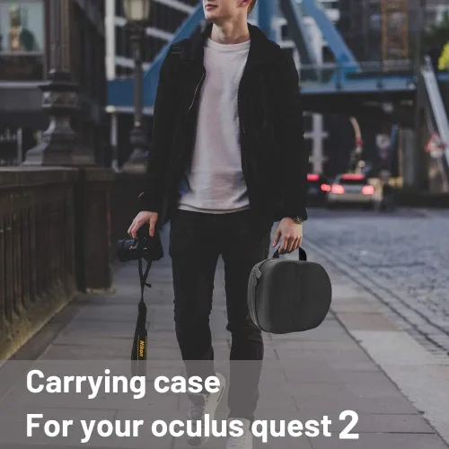 Vista 3 de MASiKEN Hard Case for VR Oculus Quest 2 Headset Controllers Carrying Case, Waterproof Portable Quest Case for Travel and Home Storage Official Elite