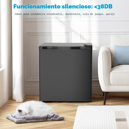 Vista 7 de Electactic - Mini refrigerador de 1.6 pies cúbicos, refrigerador compacto de una sola puerta reversible, termostato ajustable, ultra silencioso Negro