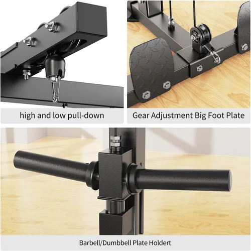 Vista 6 de Power Cage - Rack de Potencia Multifunción con Sistema de Cruce de Cables, Rack para Sentadillas de Capacidad de 1800 LBS con Banco de Pesas