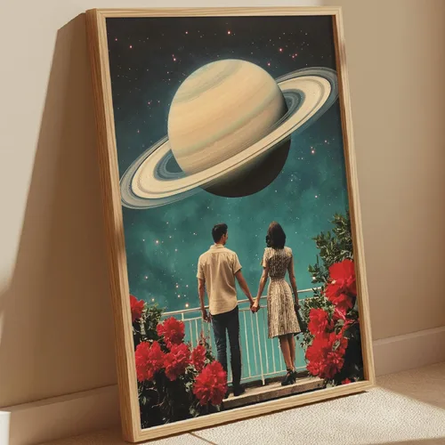 Vista 9 de Arte de pared de la Tierra desde la luna, póster de viaje espacial de la luna, impresión en lienzo de astronomía vintage, imágenes de astronomía