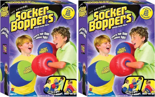 Vista 3 de Socker Boppers Almohadas Inflables de Boxeo - Un Par de Boppers - los colores variarán, Golpea y Batea, Vinilo Duradero, Actividad que Ayuda