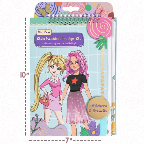 Vista 5 de Mr. Pen - Kit de cuaderno de bocetos de moda, cuaderno de bocetos de diseño de moda, kit de dibujo para niños